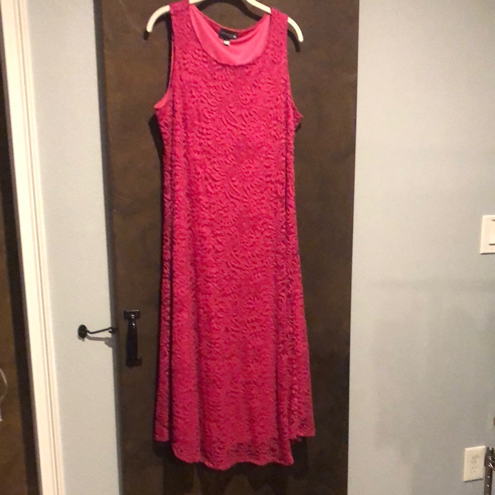 Anthony hot pink midi dress with matching jacket EUC